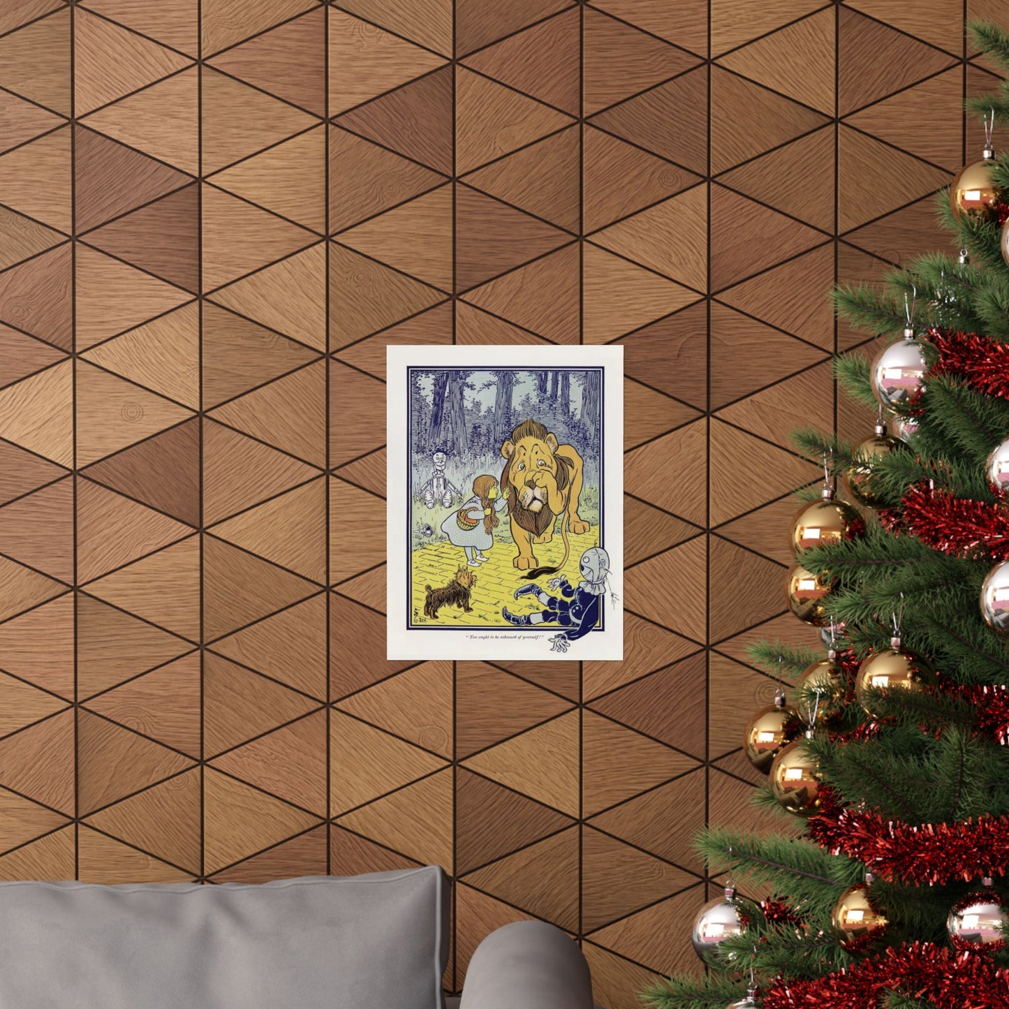 Vintage Dorothy Meets Cowardly Lion Wizard of Oz Print - 1900 L. Frank Baum Classic - William Denslow Illustration Poster