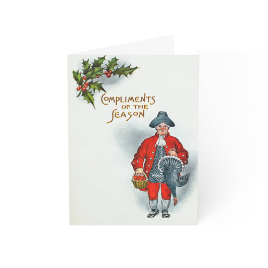 Vintage Thanksgiving & Christmas Greeting Card, Man with Turkey Illustration, 1906 Rockafellow Print, Great Gift