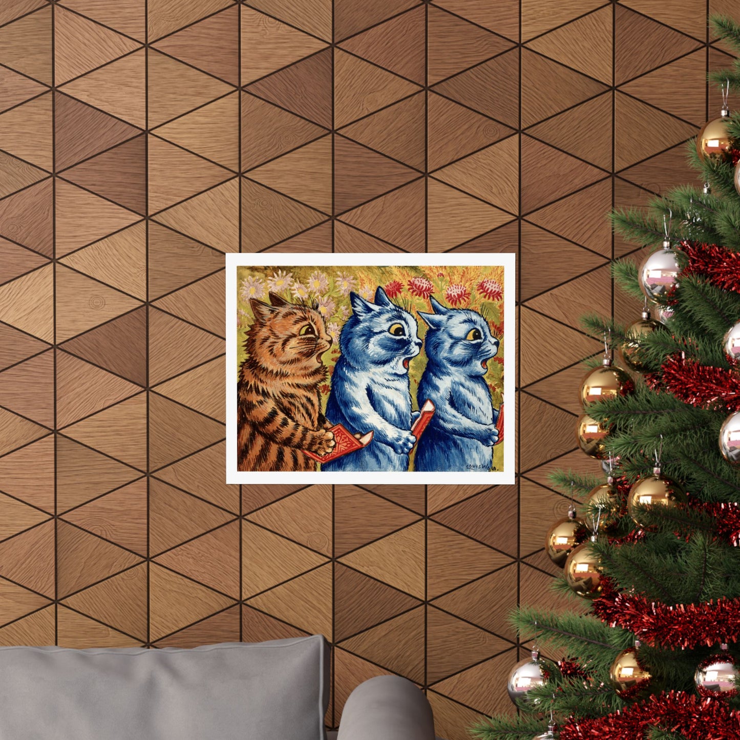 Louis Wain Three Cats Singing Poster, Charming Cat Wall Art, Perfect Cute Home, Kids Room and Dorm Decor Gift