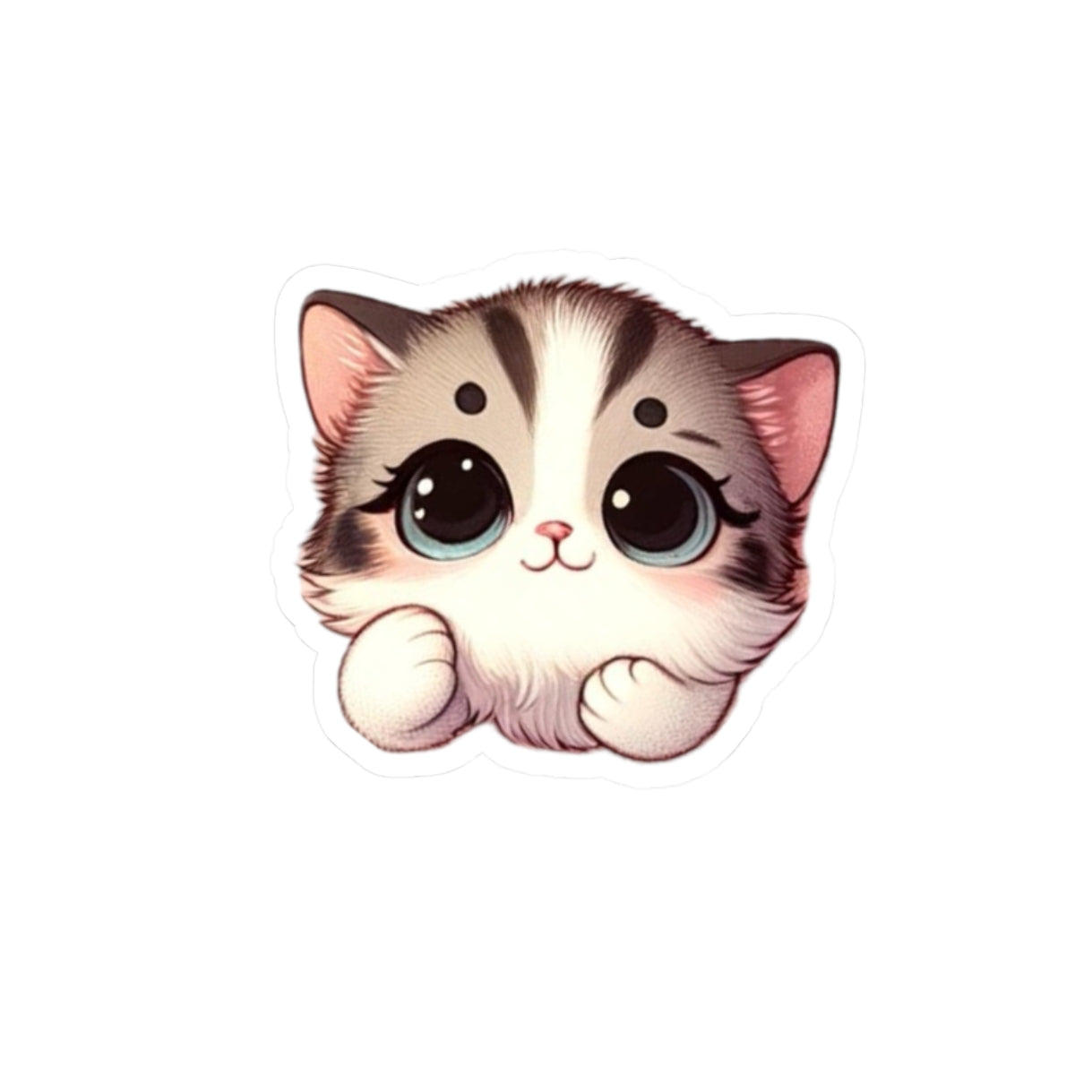 Cute Animated Kitten Vinyl Decal, High-Quality Laptop and Water Bottle and Kindle Sticker, Durable and Removable Cat Sticker
