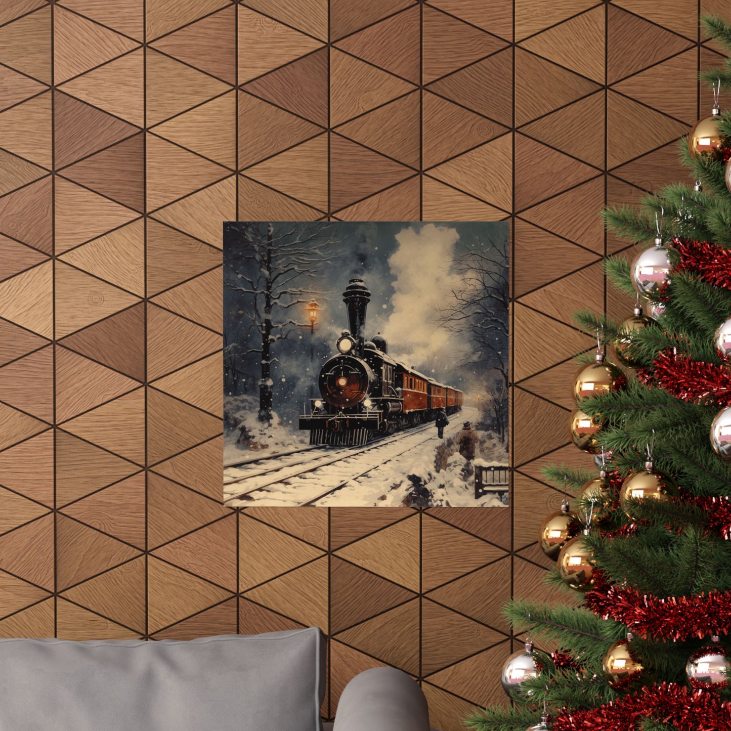 Winter Train Art Print, Polar Express Aesthetic, Inspired by Russian Literature, Romantic Snowy Night Scene, Perfect Christmas Gift