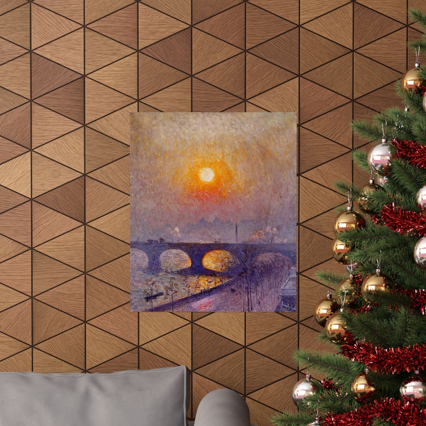 Emile Claus Sunset over Waterloo Bridge Print, Luminism Style Cloudscape Poster, Wall Art Gift