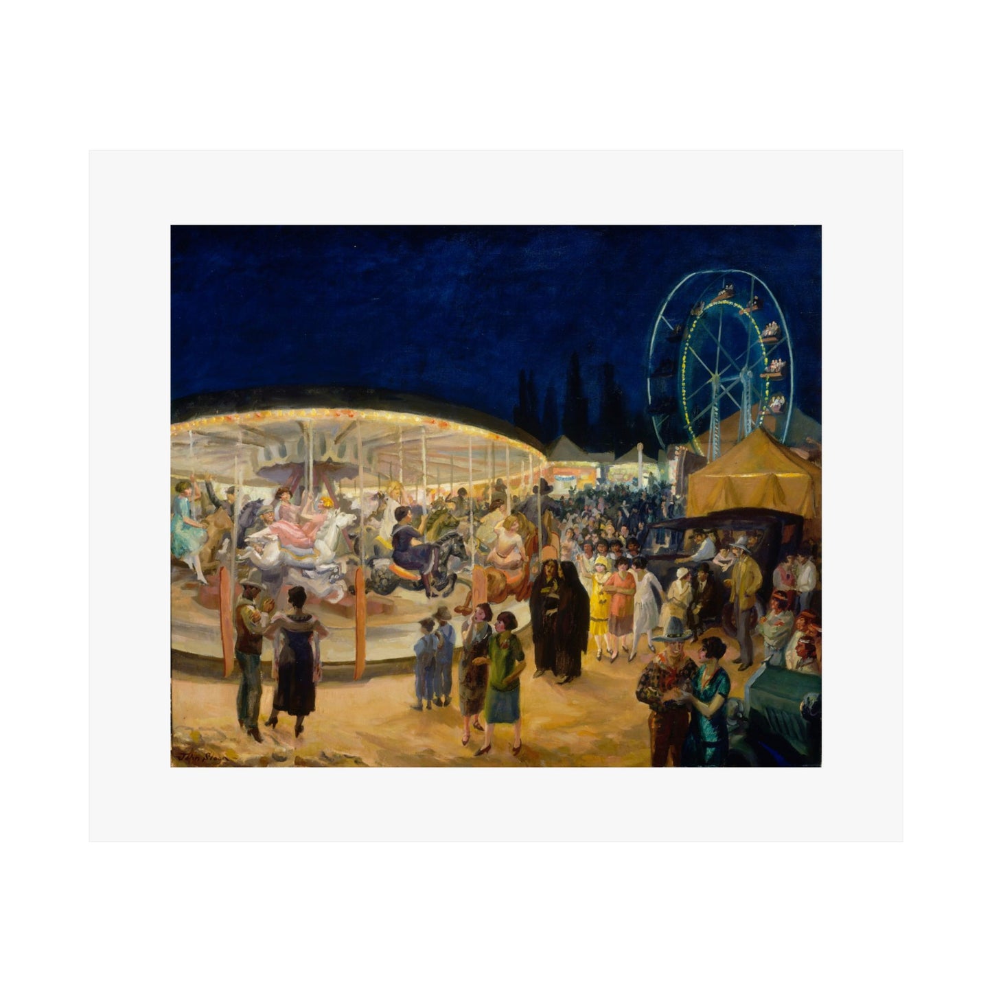John Sloan's Travelling Carnival, Santa Fe 1924 Print - Vibrant Historical Art Poster