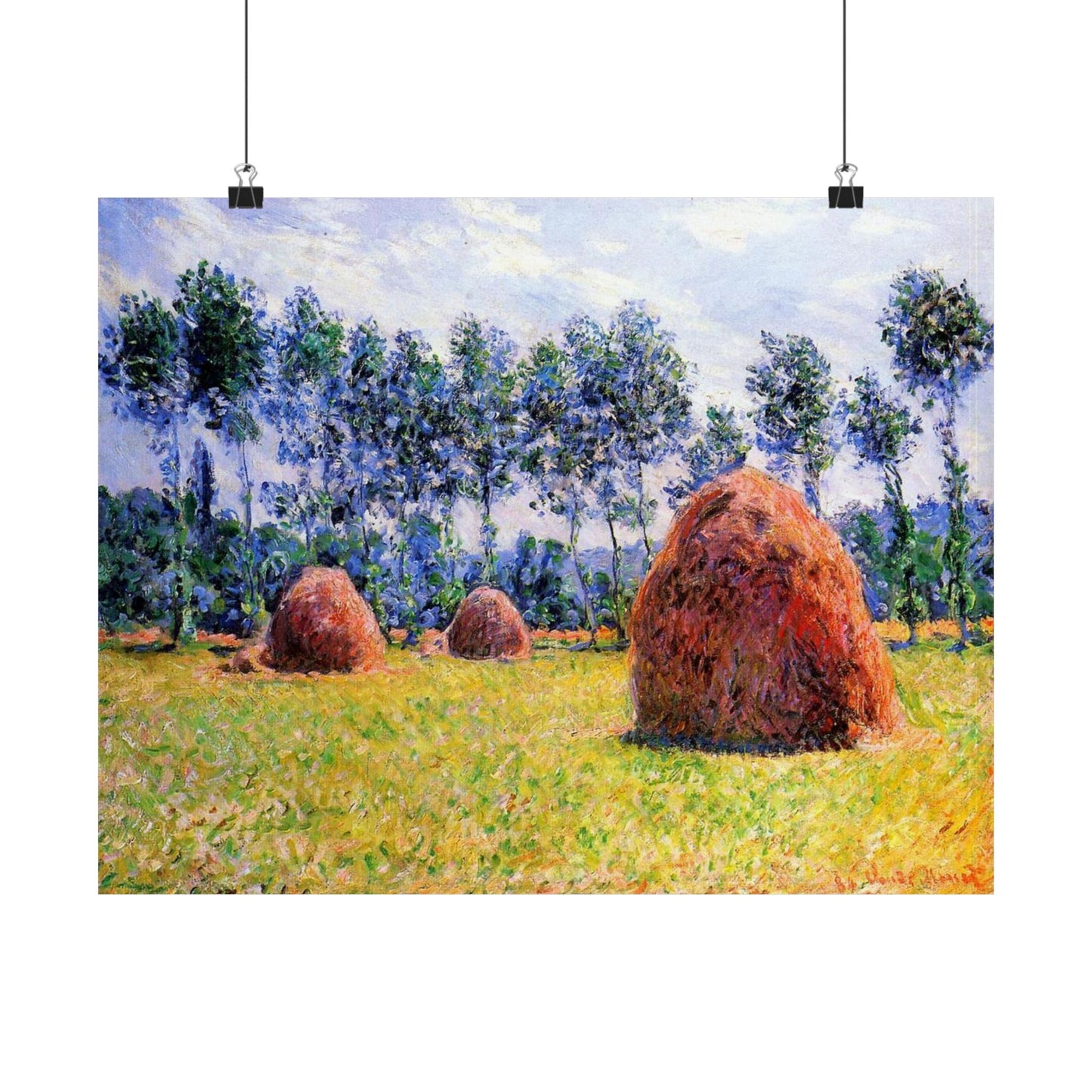 Claude Monet Haystacks at Giverny Print, Impressionist Landscape Poster, Premium Matte Wall Art for Home Decor