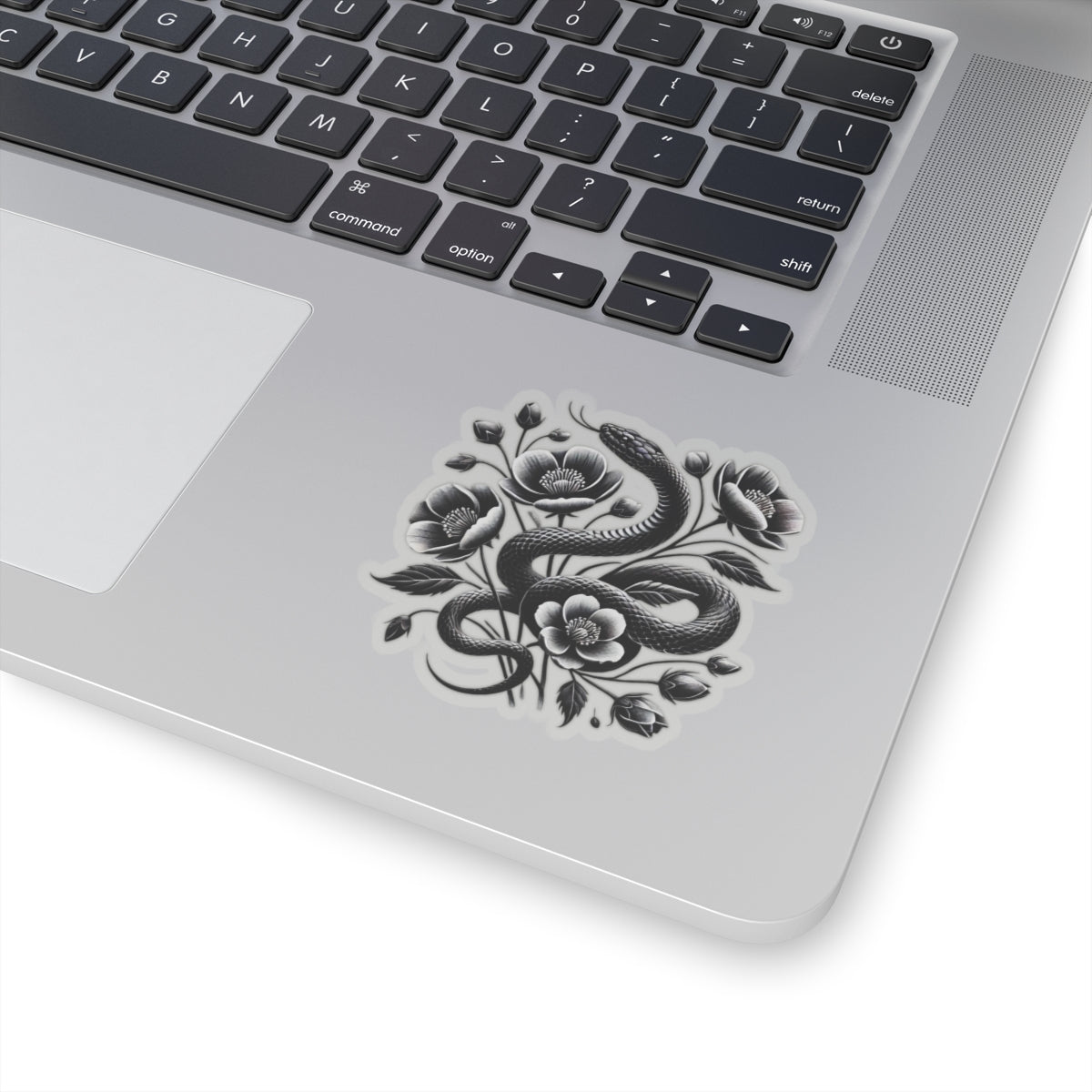 Black Snake with Blooming Flowers Sticker, Perfect Gift for 2025 Year of the Snake | Gothic & Chic Decal Decor