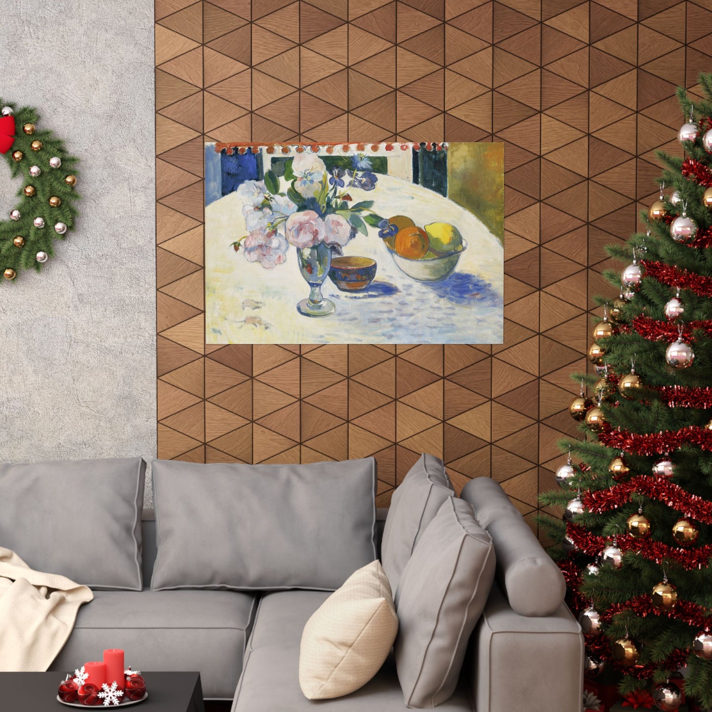 Paul Gauguin Flowers and a Bowl of Fruit on a Table Print, Vintage Still Life Wall Art Gift