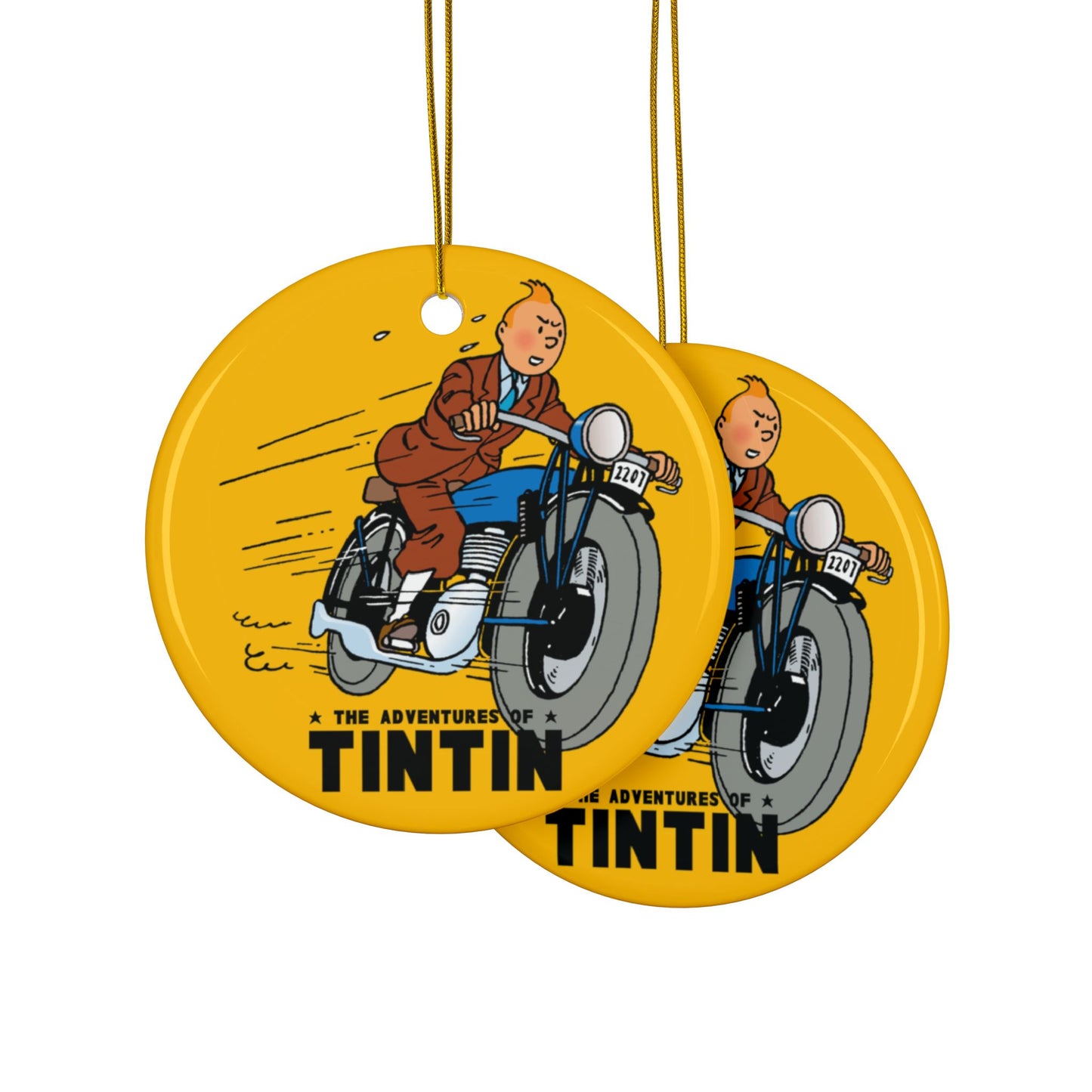 Tintin  Ornament, Christmas Tree Decor, Double-Sided Ceramic Collectible, Hergé Fans Gift, Holiday Ornament Gift, Nostalgic