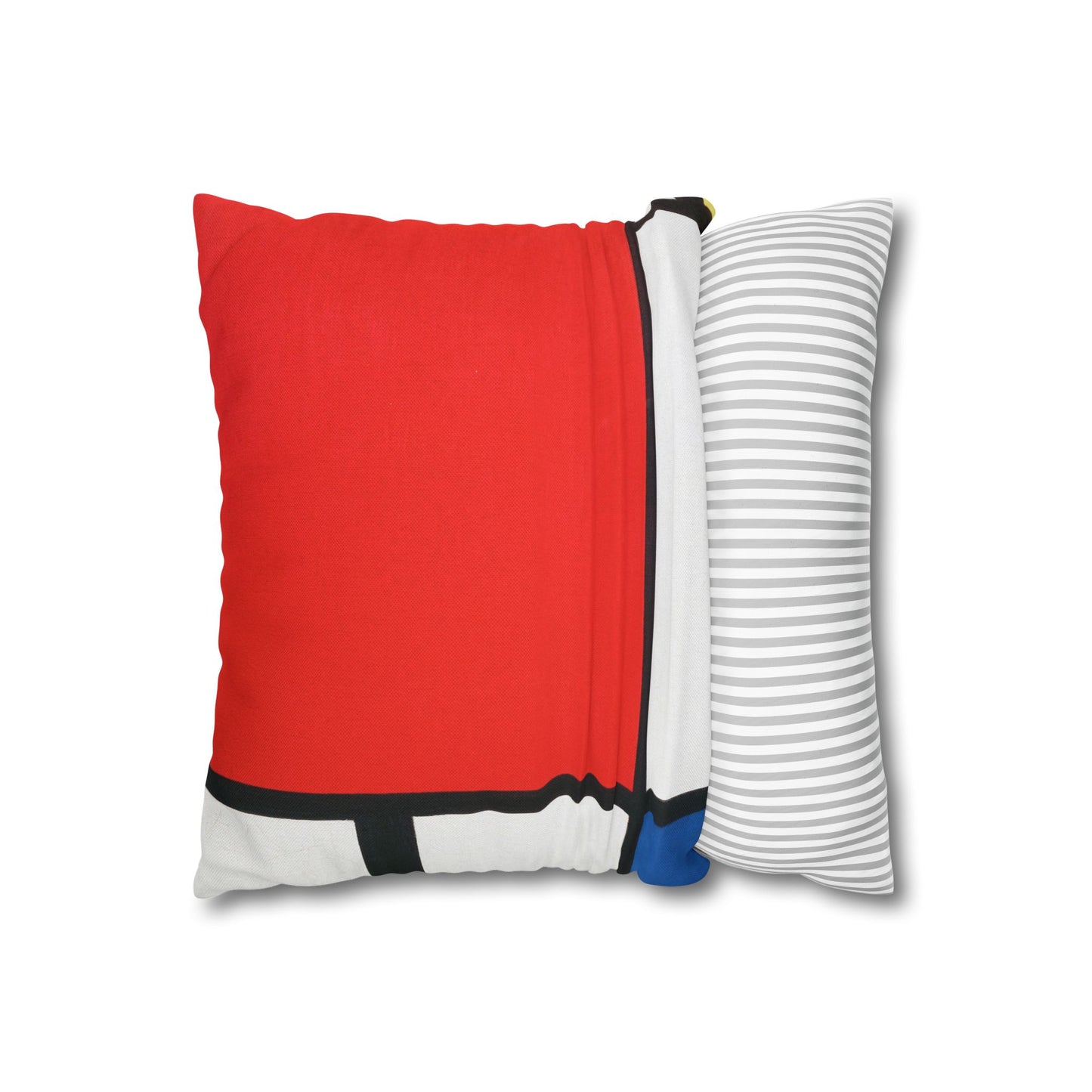 Square Pillowcase, Piet Mondrian Composition with Red Blue Yellow, Abstract Home Decor, Modern Interior, Housewarming Gift, Spun Polyester