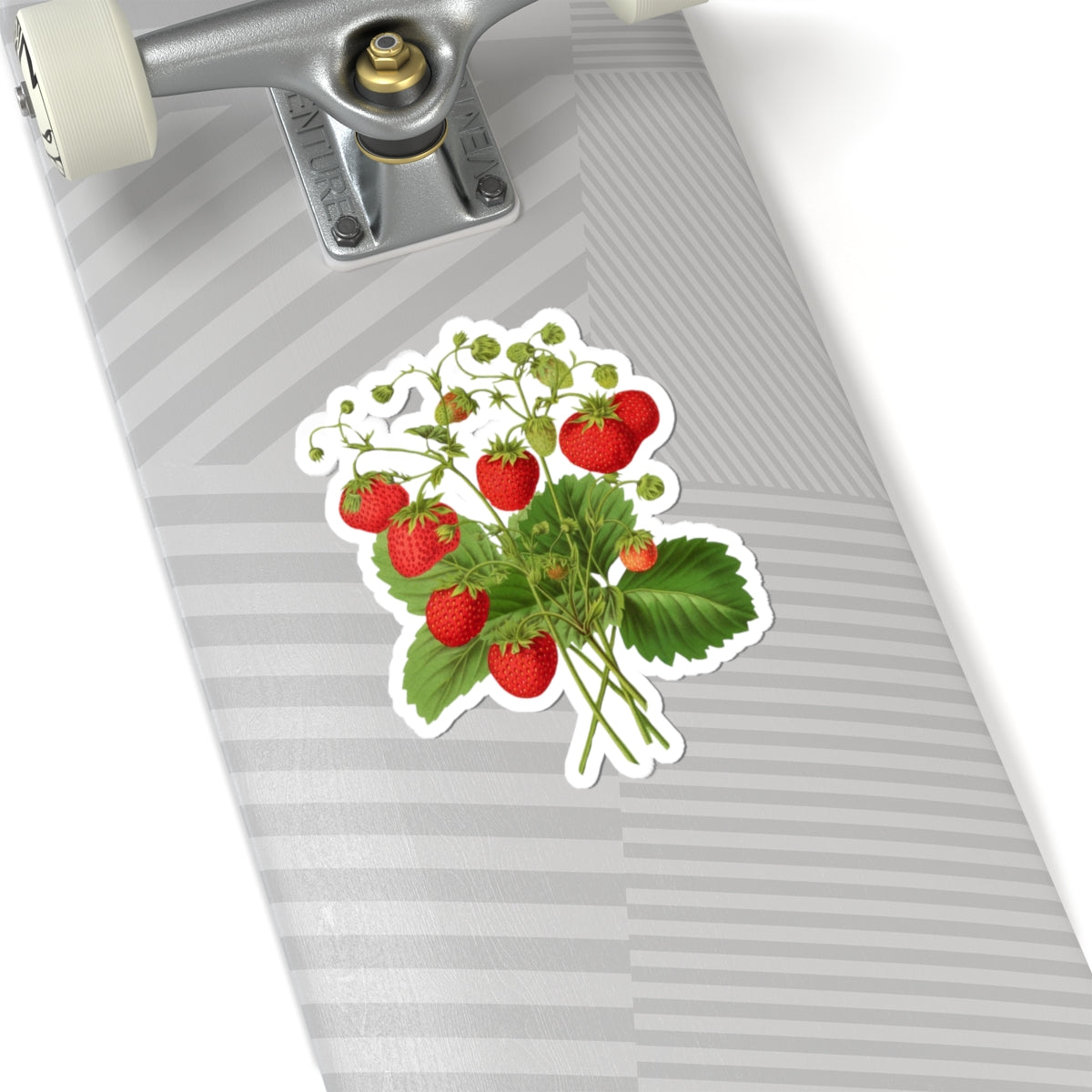Strawberries Sticker with Leaves, Water Bottle Label, Summer Decal