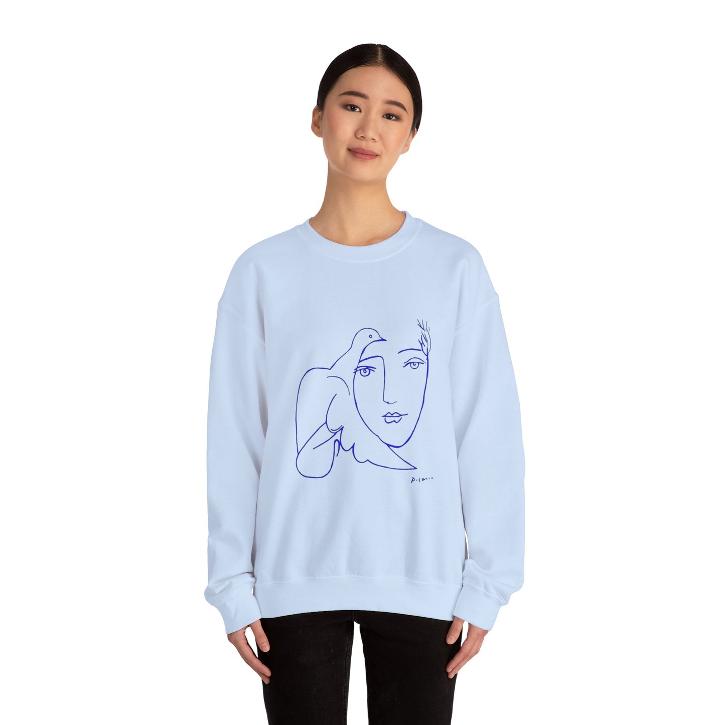 Picasso's Dove Sketch Sweatshirt, Abstract Face Line Art, Unisex Crewneck, Famous, Comfort Colors, Warm Apparel, Unique Style