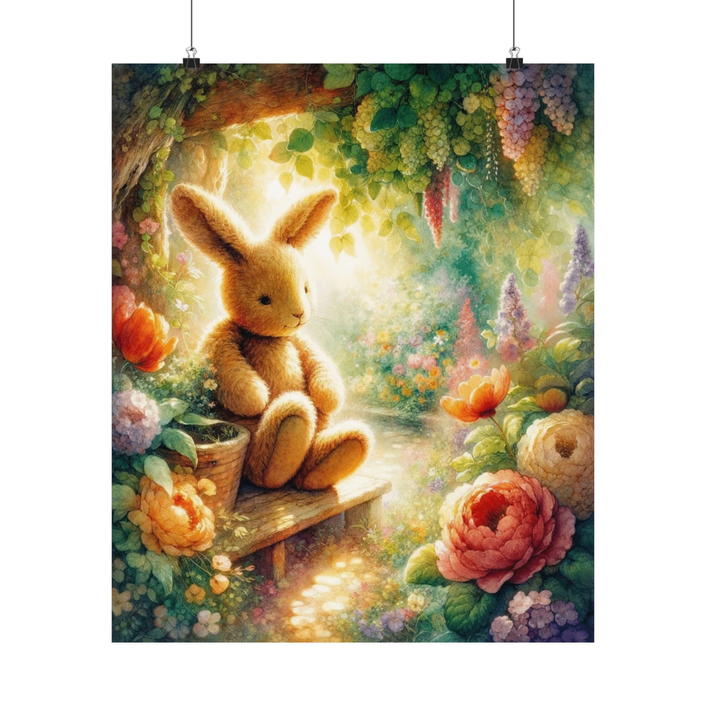 Art Print Inspired by The Velveteen Rabbit Book, Stuffed Bunny Illustration, Children Literature Poster, Ideal for Kid's Room Decor