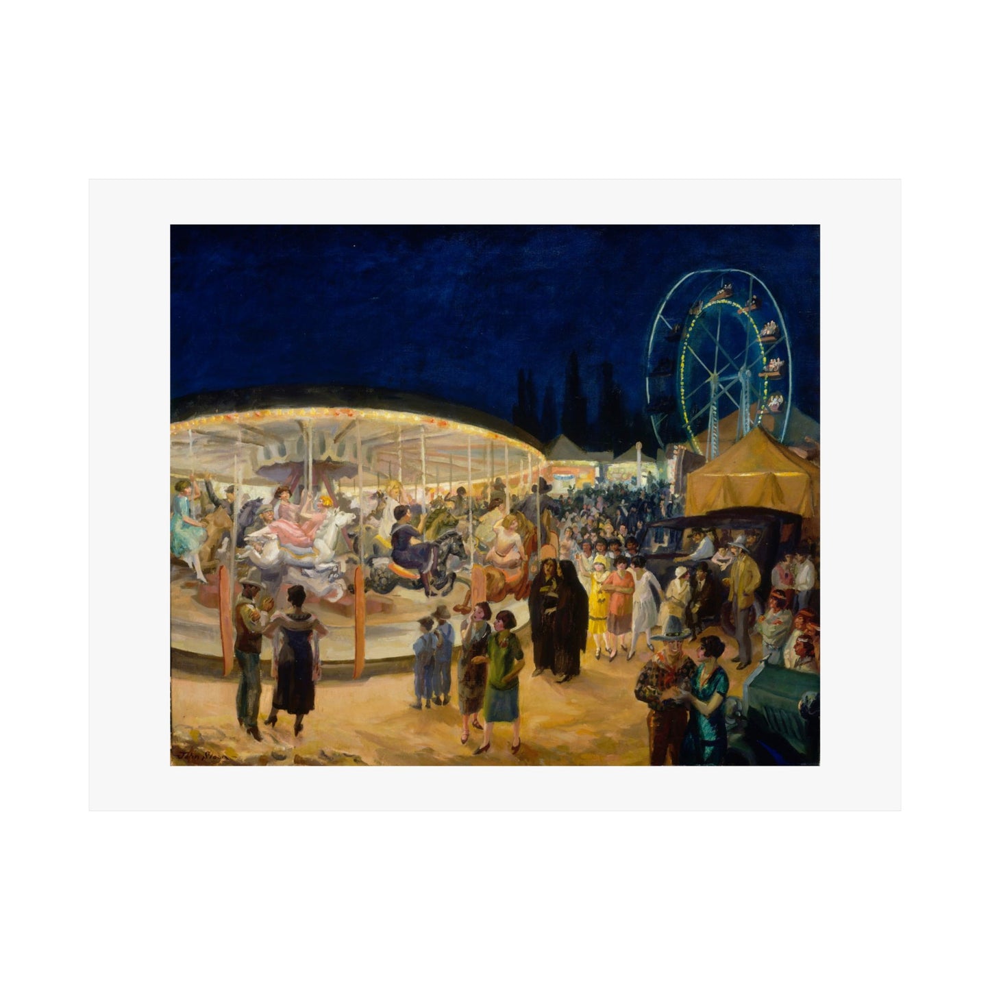 John Sloan's Travelling Carnival, Santa Fe 1924 Print - Vibrant Historical Art Poster