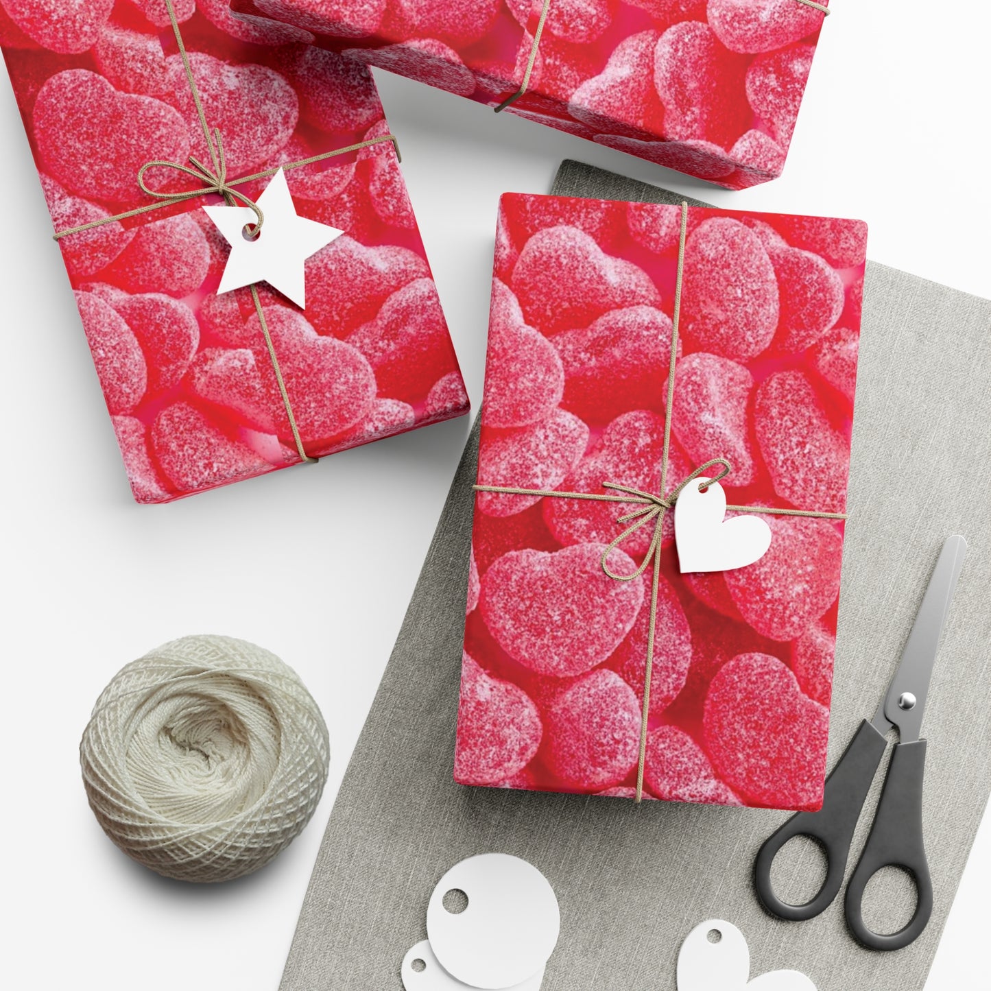 Pink Heart Gummy Candies Gift Wrapping Paper - Perfect Wrap for Valentine's Day, Birthdays and More - Gift for Loved Ones
