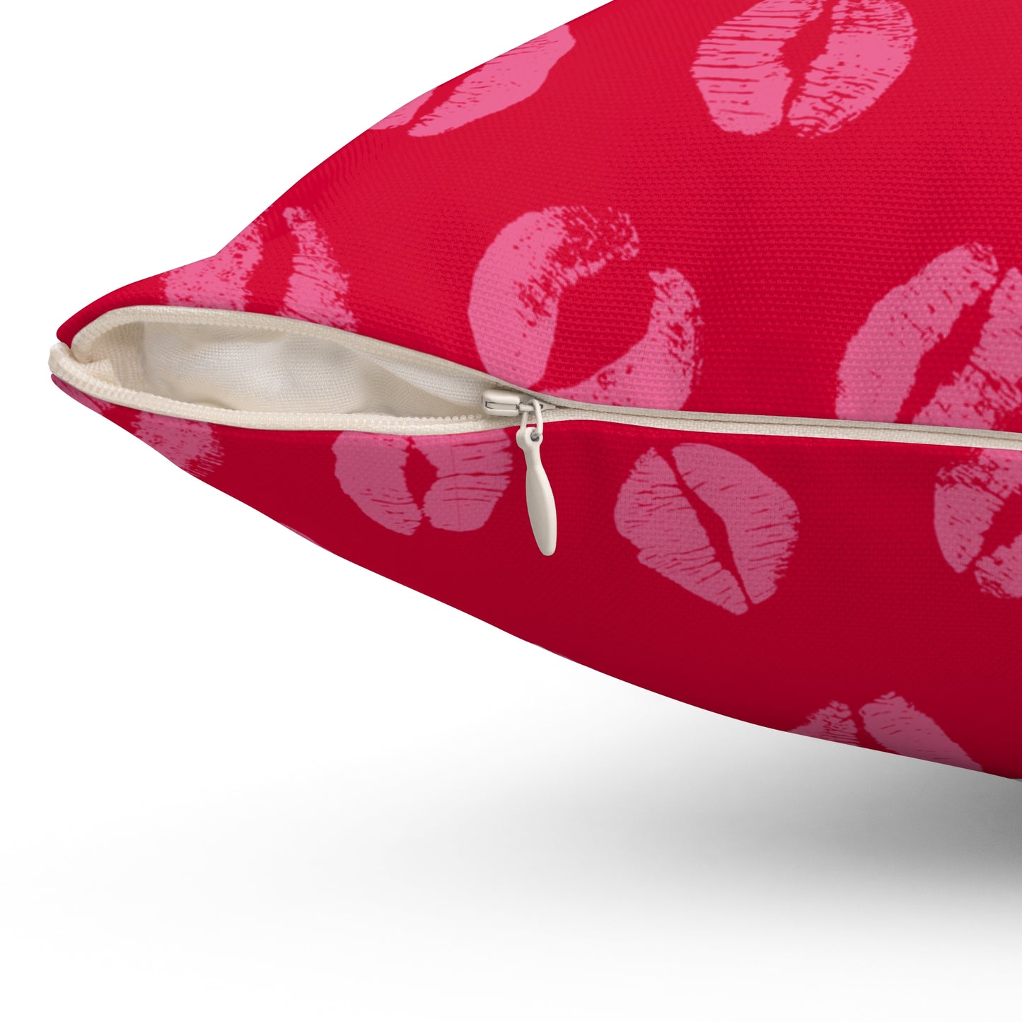 Kisses Square Red Pillow, Stylish Chic Accent Home Decor, Bold Design, Housewarming Gift