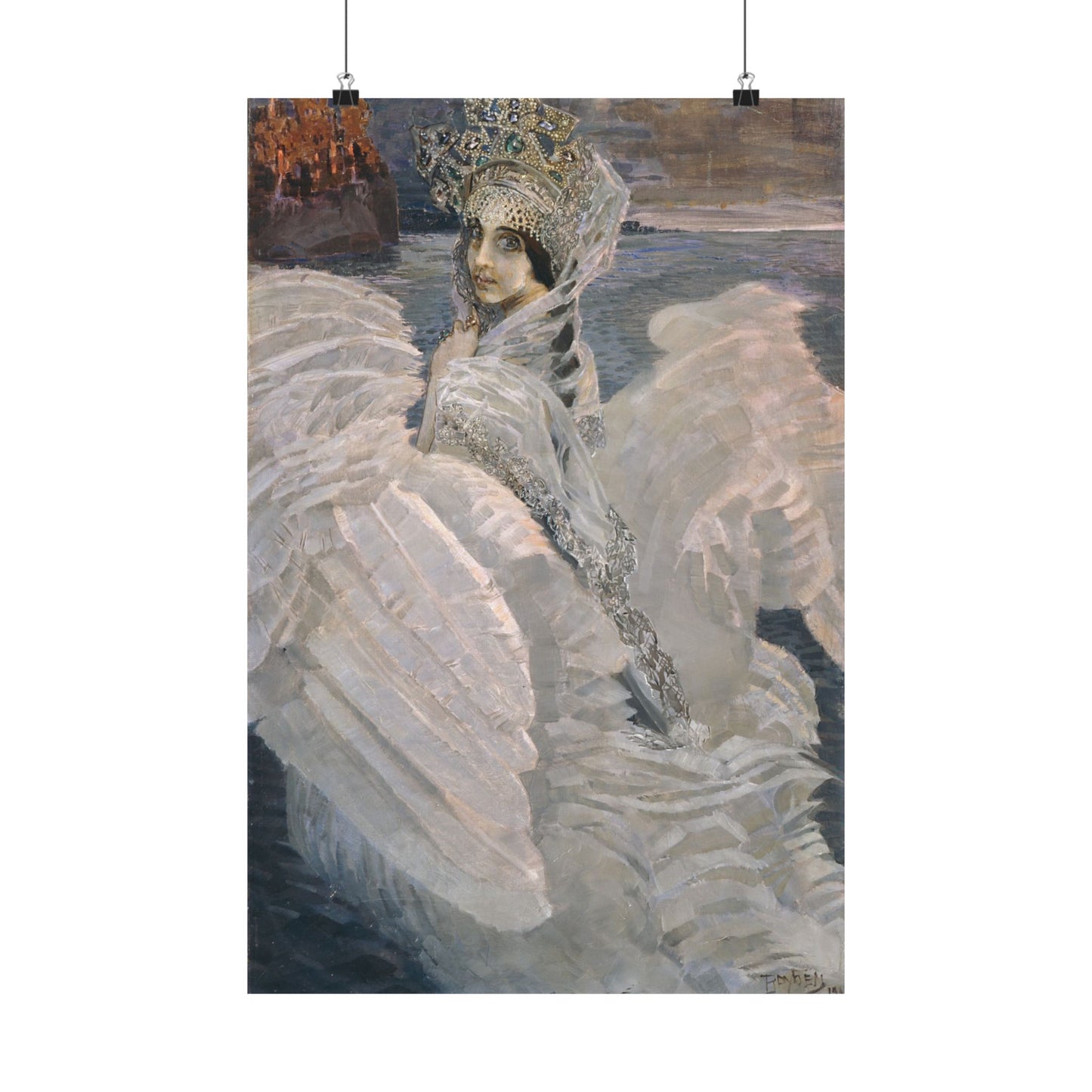 Swan Princess Fine Art Print by Mikhail Vrubel - Enchanting Mythical Artwork - Home Decor - Russian Art Nouveau Poster