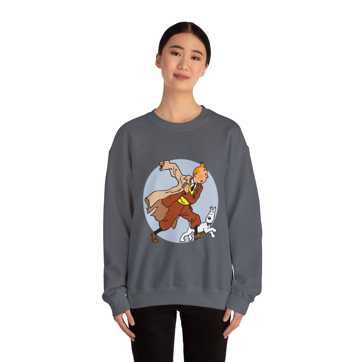 The Adventures of Tintin Crewneck Sweatshirt, Eco-Friendly Animation Attire, Childhood Nostalgia Gift, Sustainable Jumper, Multiple Colors
