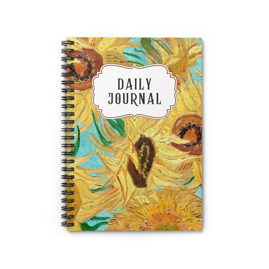 Notebook, Vincent Van Gogh Sunflowers, Artistic Spiral Journal for Daily Inspiration
