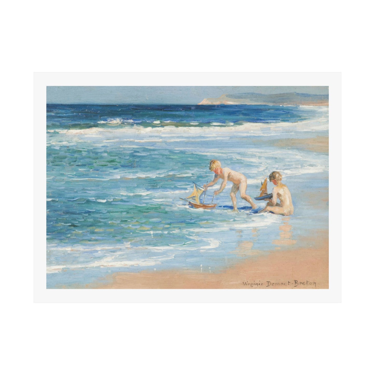 Virginie Demont Breton The Little Boats Print - Enhanced Resolution Beach Scene Poster - Childrens Maritime Adventures - Rare Art Find