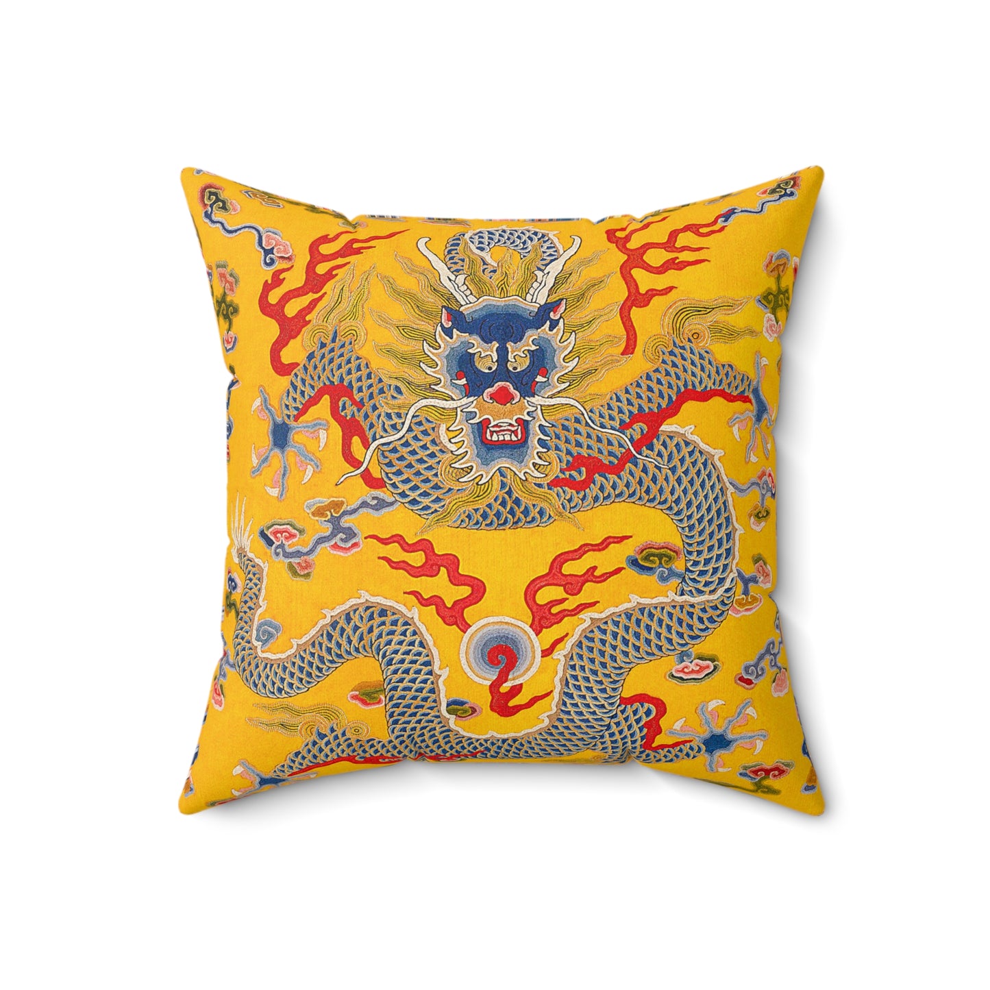 Chinese Dragon Square Pillow, Stylish Yellow Decorative Cushion, Asian Design, Perfect Housewarming Gift