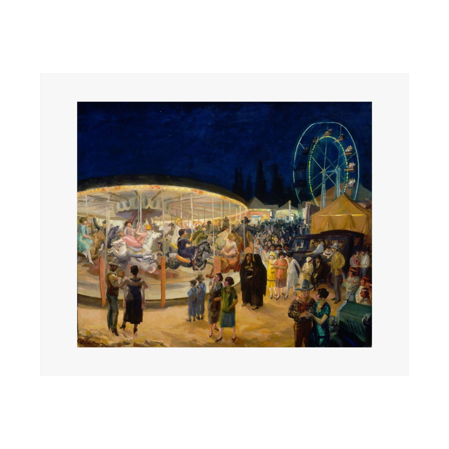 John Sloan's Travelling Carnival, Santa Fe 1924 Print - Vibrant Historical Art Poster