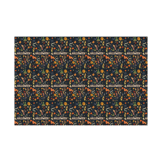 Vintage Halloween Wrapping Paper | Cute Ghosts, Witch Hats, Bats, & More | Perfect Gift Wrap