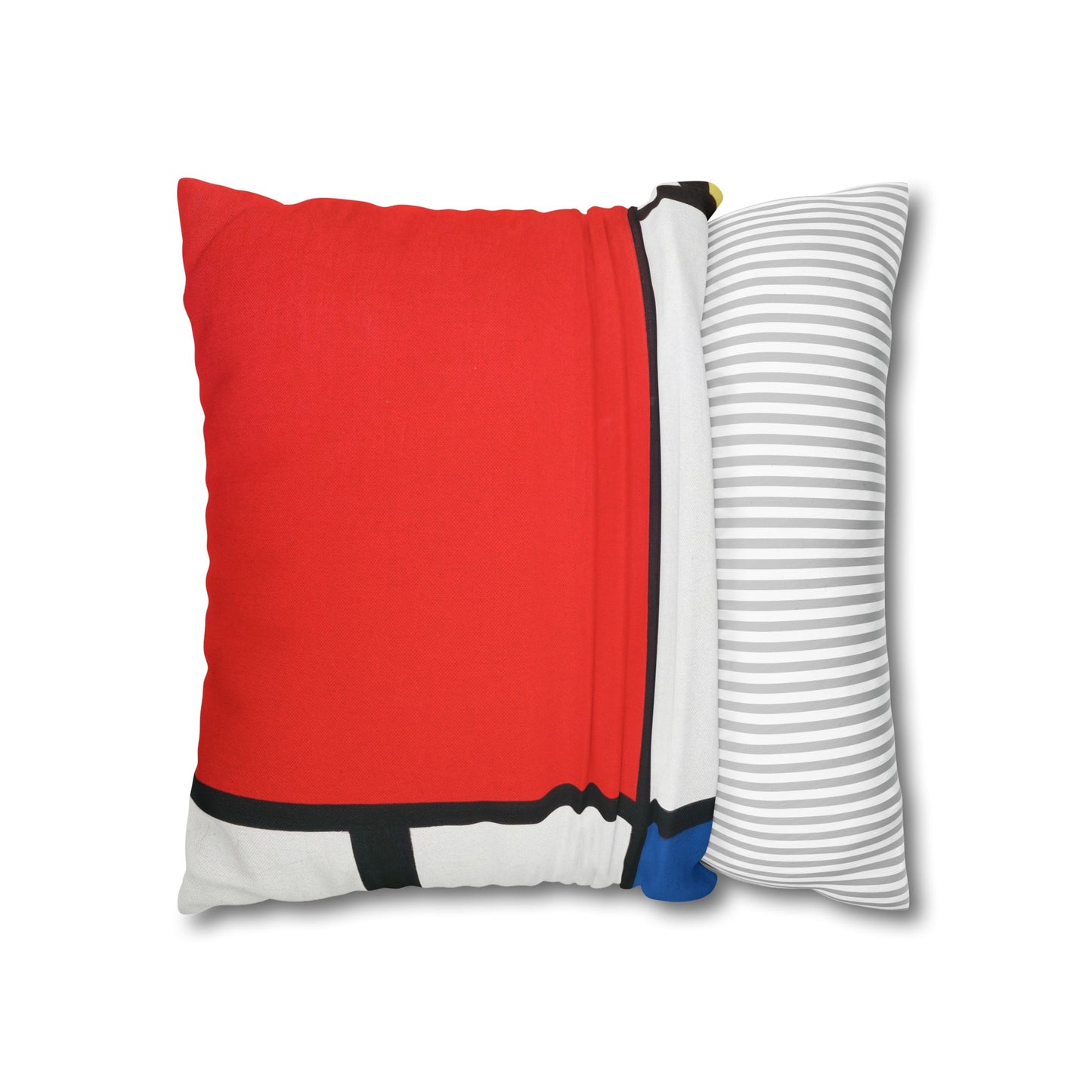Square Pillowcase, Piet Mondrian Composition with Red Blue Yellow, Abstract Home Decor, Modern Interior, Housewarming Gift, Spun Polyester