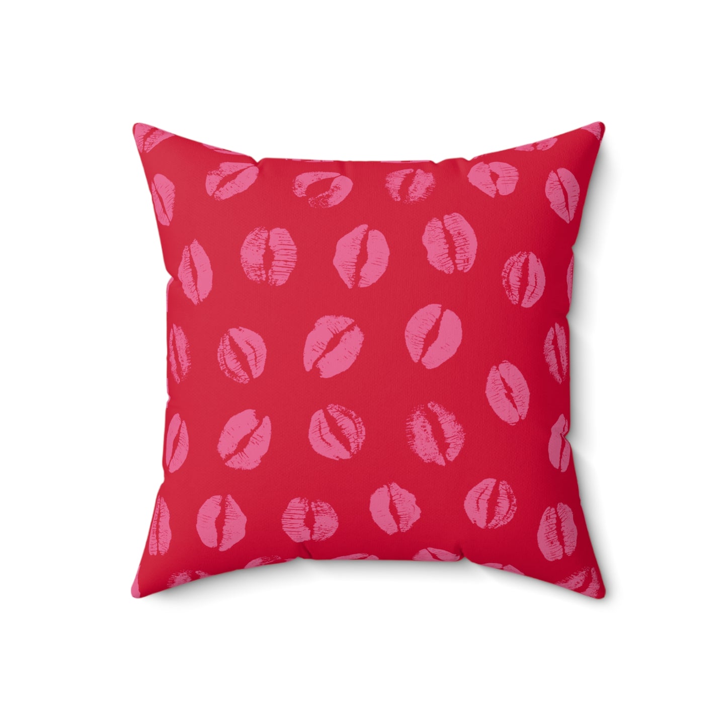 Kisses Square Red Pillow, Stylish Chic Accent Home Decor, Bold Design, Housewarming Gift