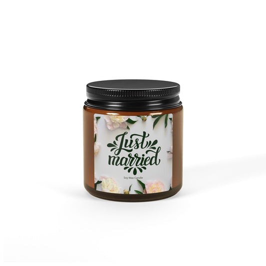 Soy Candle, Just Married, Scented Jar, Wedding Gift, Home Decor, Anniversary Present, Aromatherapy