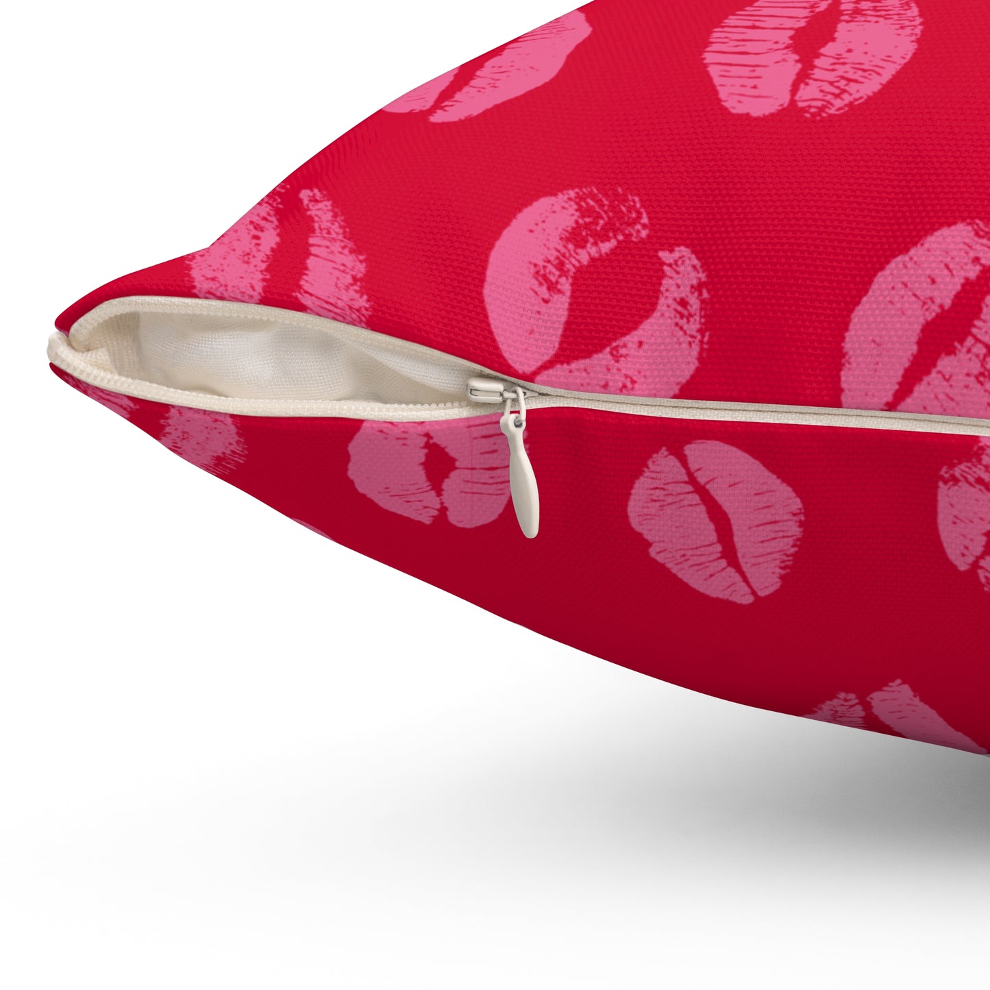 Kisses Square Red Pillow, Stylish Chic Accent Home Decor, Bold Design, Housewarming Gift