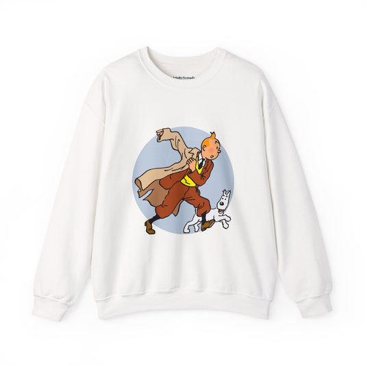 The Adventures of Tintin Crewneck Sweatshirt, Eco-Friendly Animation Attire, Childhood Nostalgia Gift, Sustainable Jumper, Multiple Colors