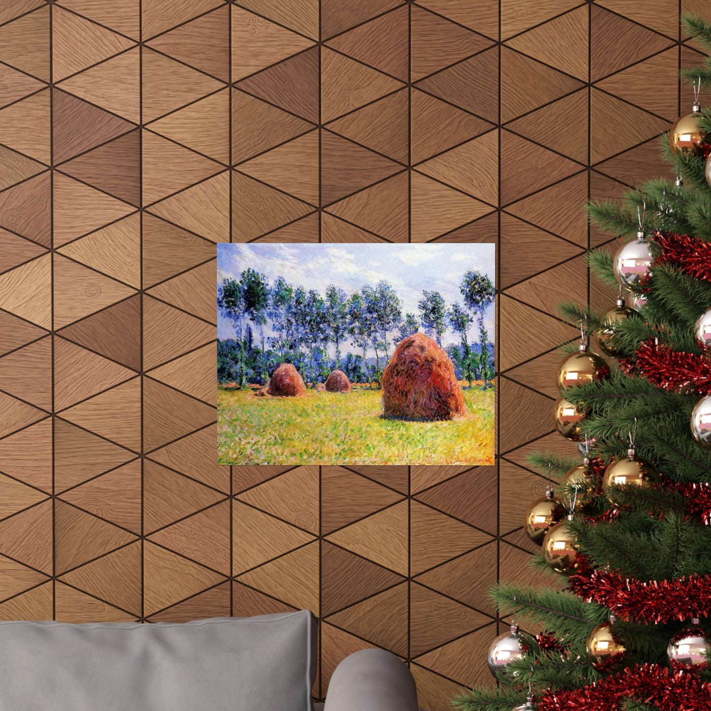 Claude Monet Haystacks at Giverny Print, Impressionist Landscape Poster, Premium Matte Wall Art for Home Decor