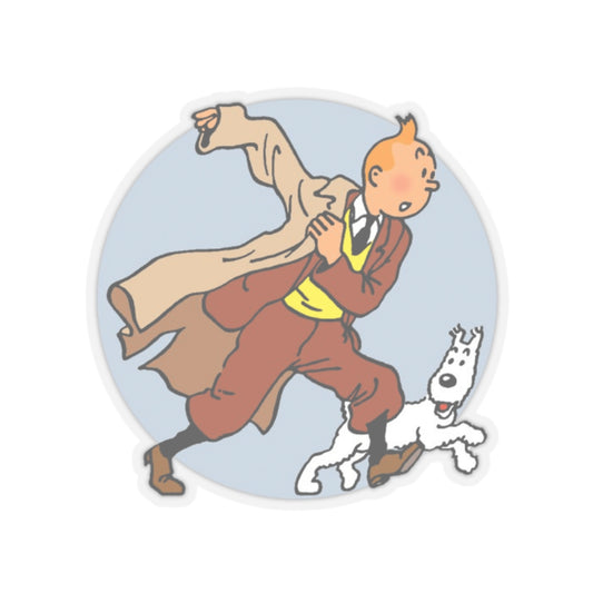 Adventures of Tintin Sticker, Retro Nostalgic Vibe, Fans of Classic TV Series, Action Manga, Tintin and Snowy Dog Design