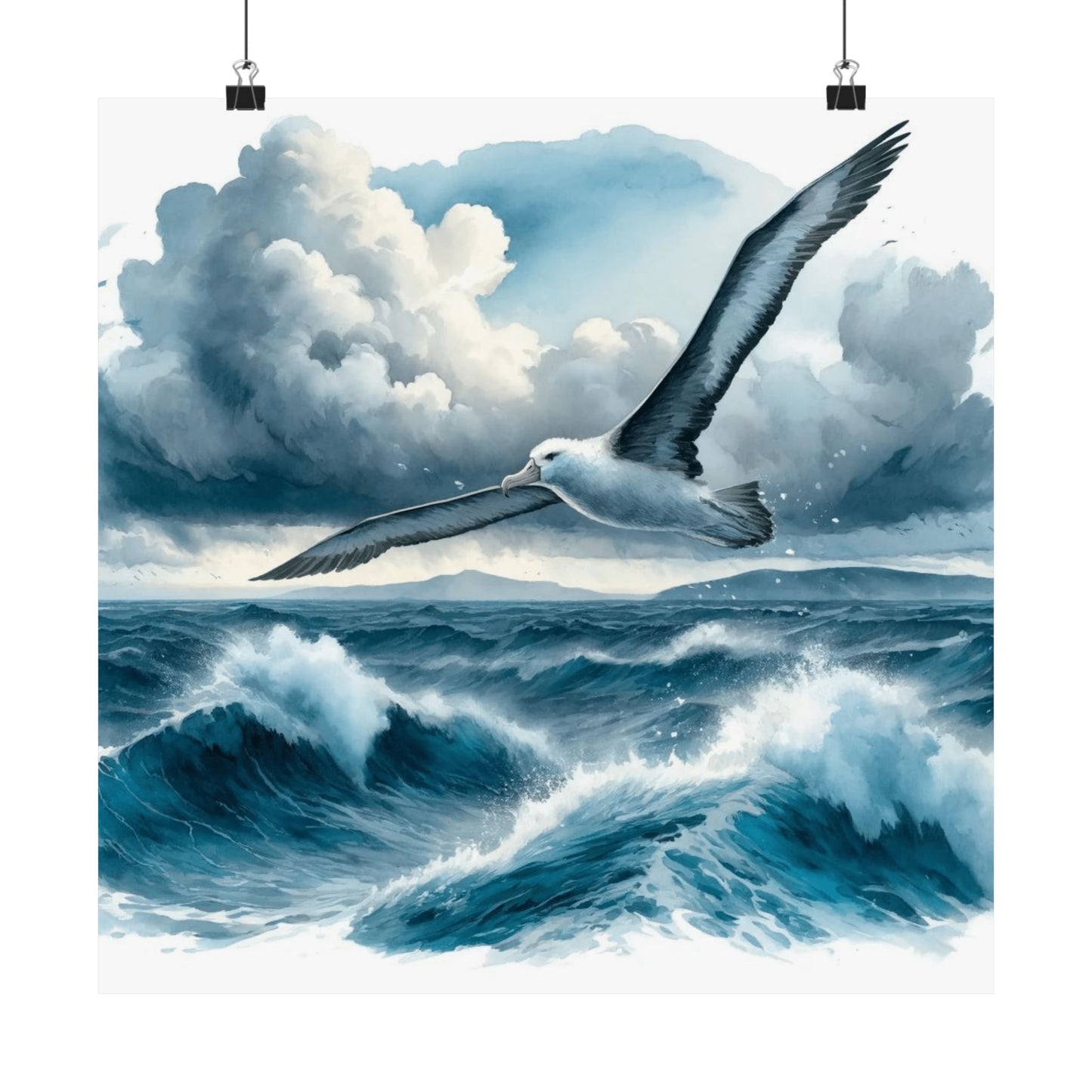 Blue Albatross Bird Art Print, Elegant Matte Poster on Archival Paper, Perfect for Home or Office Decor, Great Gift