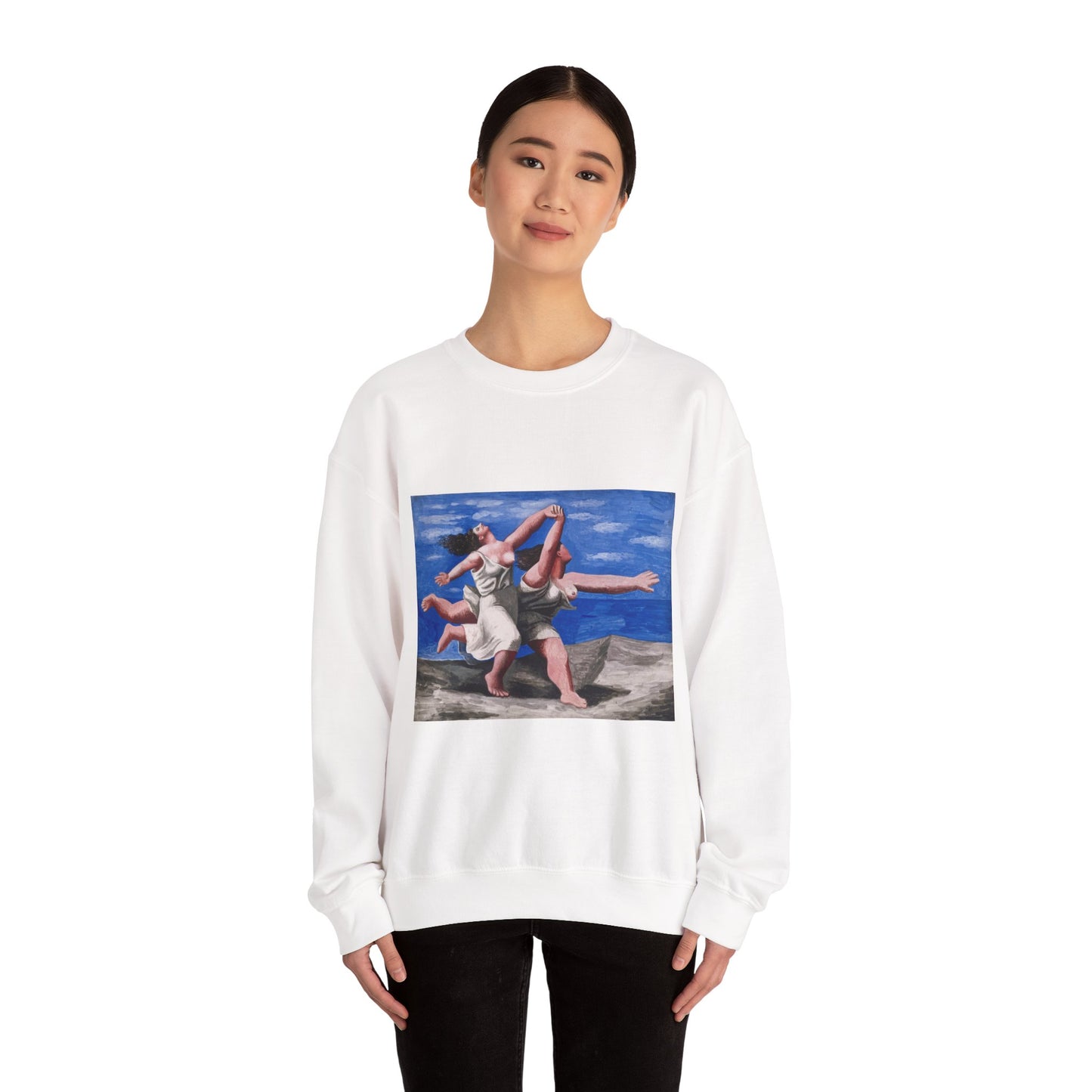 Pablo Picasso Women Running Beach Crewneck Sweatshirt, Art Lover Gift, Aesthetic Apparel, Feminine Beauty Jumper, Cozy Friend Present
