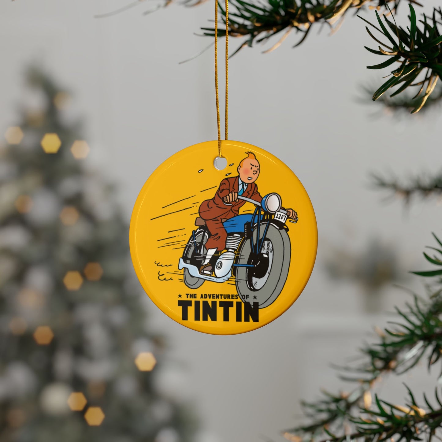 Tintin  Ornament, Christmas Tree Decor, Double-Sided Ceramic Collectible, Hergé Fans Gift, Holiday Ornament Gift, Nostalgic