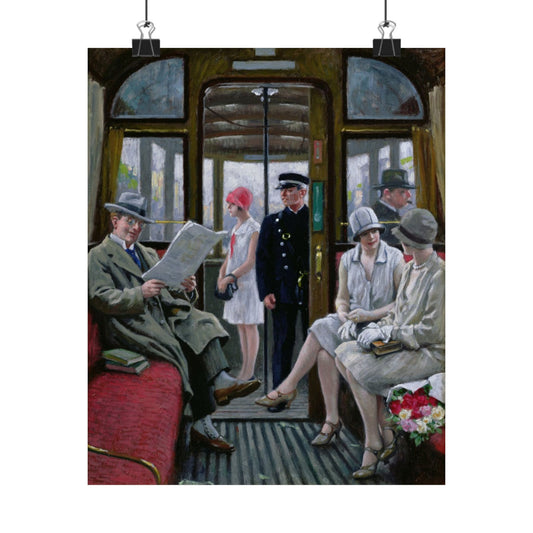 Paul Fischer Copenhagen Tram Matte Poster - Vintage Cityscape Art Print - Ideal Home and Dorm Decor