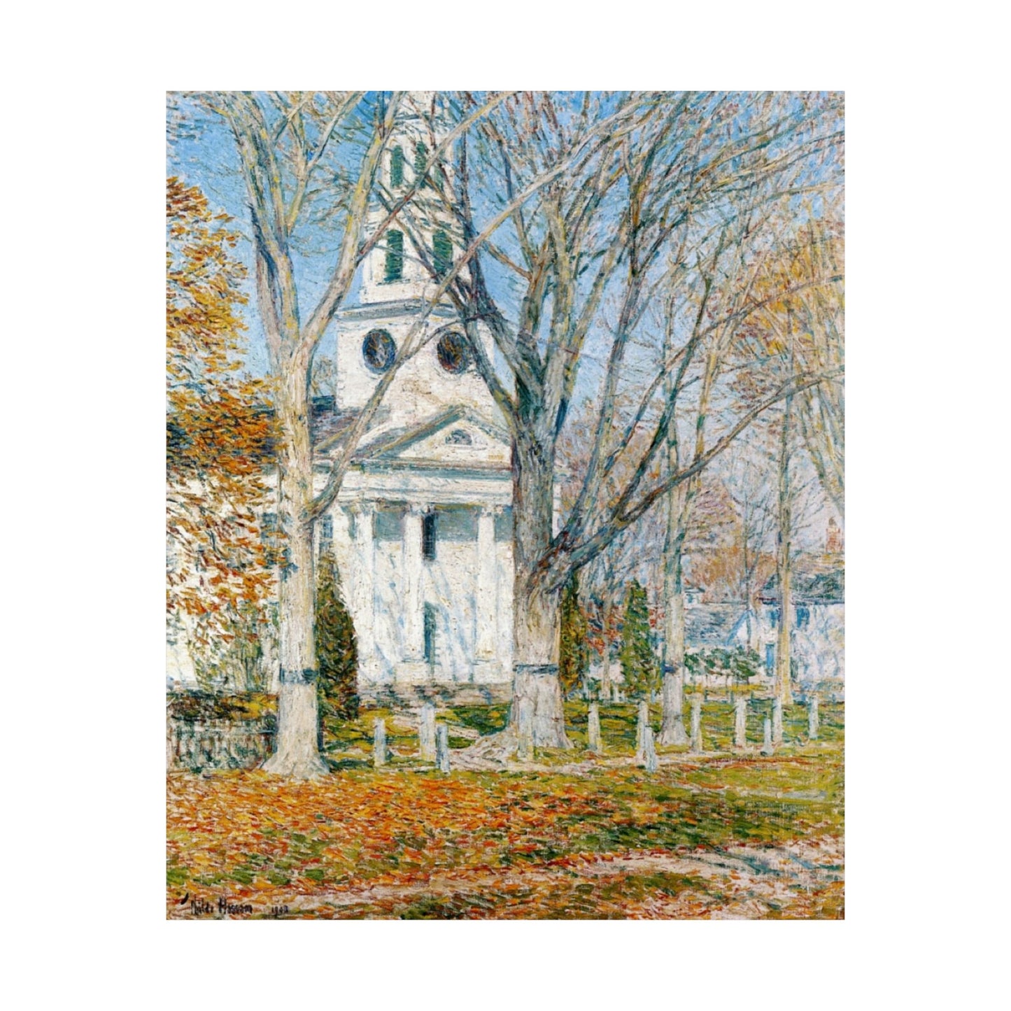 Church at Old Lyme by Childe Hassam, Impressionist Cityscape Art Print, Classic American Artwork Poster