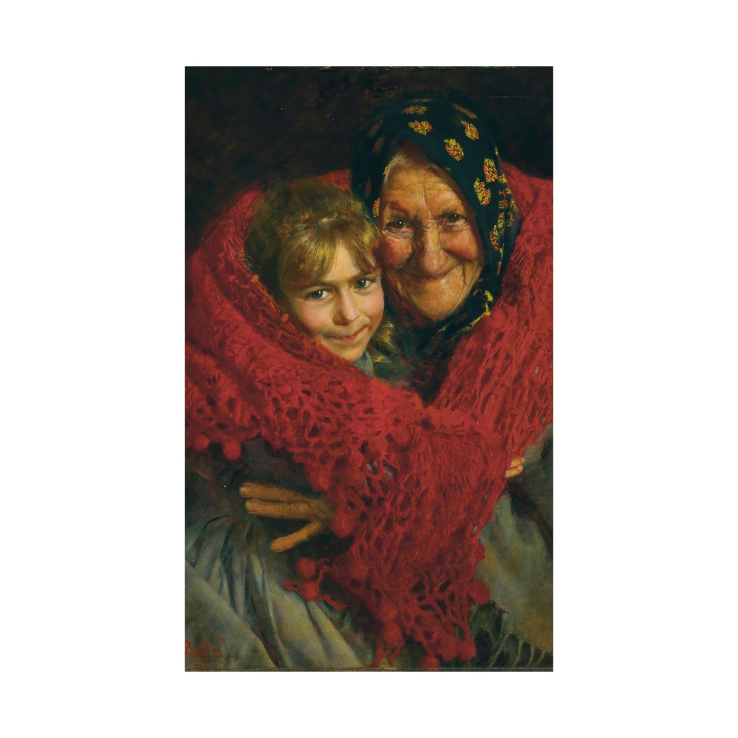 Gaetano Bellei Grandmother and Child Print - Classic Family Art Poster - Ideal Mothers Day Gift - Matte Poster