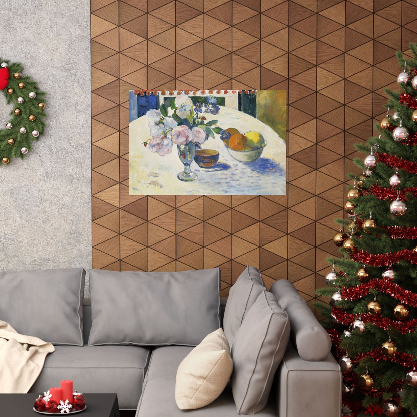 Paul Gauguin Flowers and a Bowl of Fruit on a Table Print, Vintage Still Life Wall Art Gift