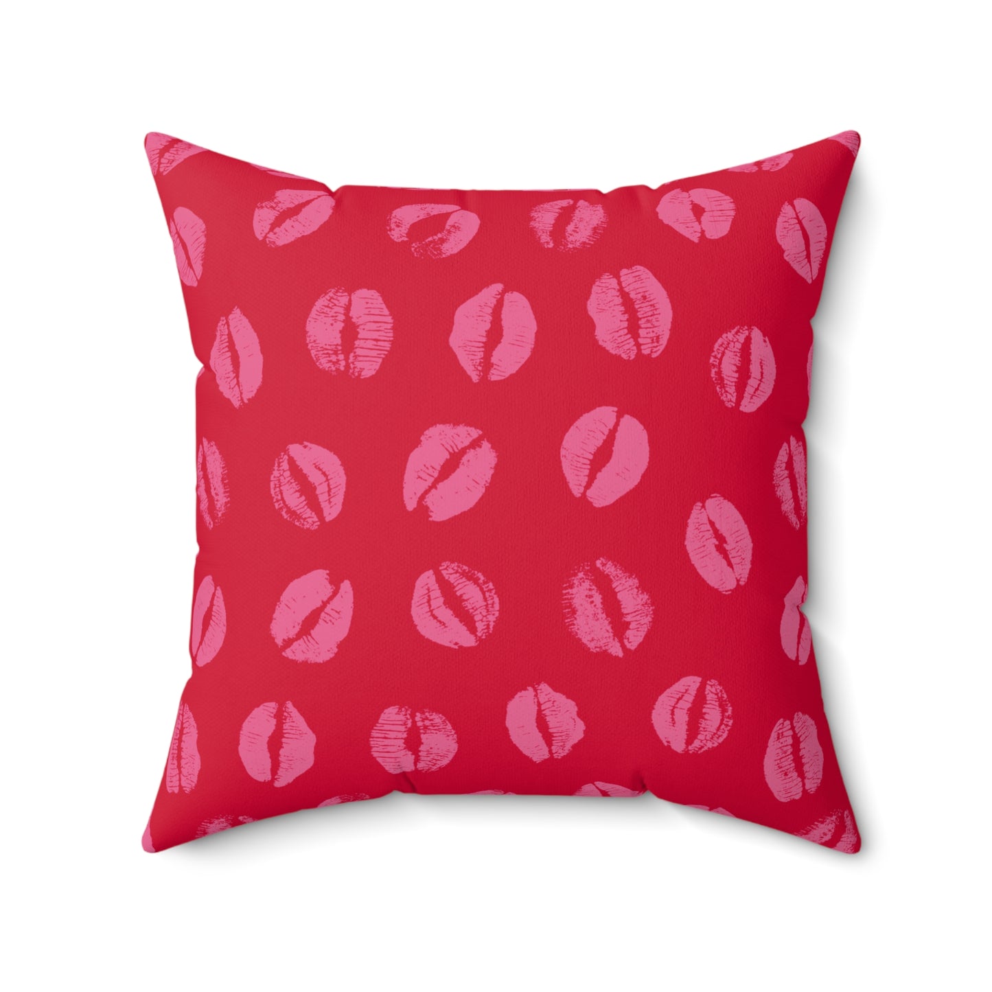 Kisses Square Red Pillow, Stylish Chic Accent Home Decor, Bold Design, Housewarming Gift