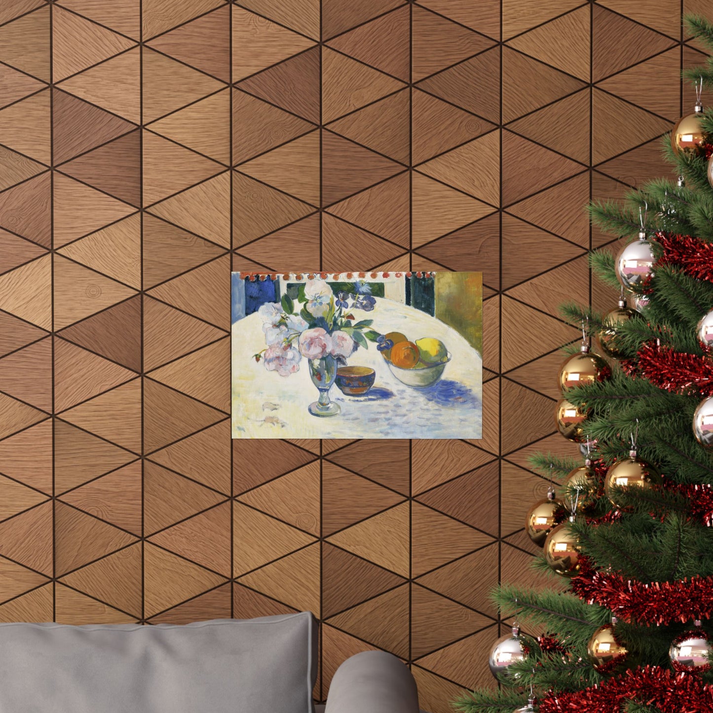 Paul Gauguin Flowers and a Bowl of Fruit on a Table Print, Vintage Still Life Wall Art Gift