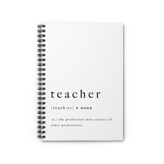 Teacher Definition Notebook, Inspirational Gift for Teachers, Back-to-School Supplies, Ruled Notebook