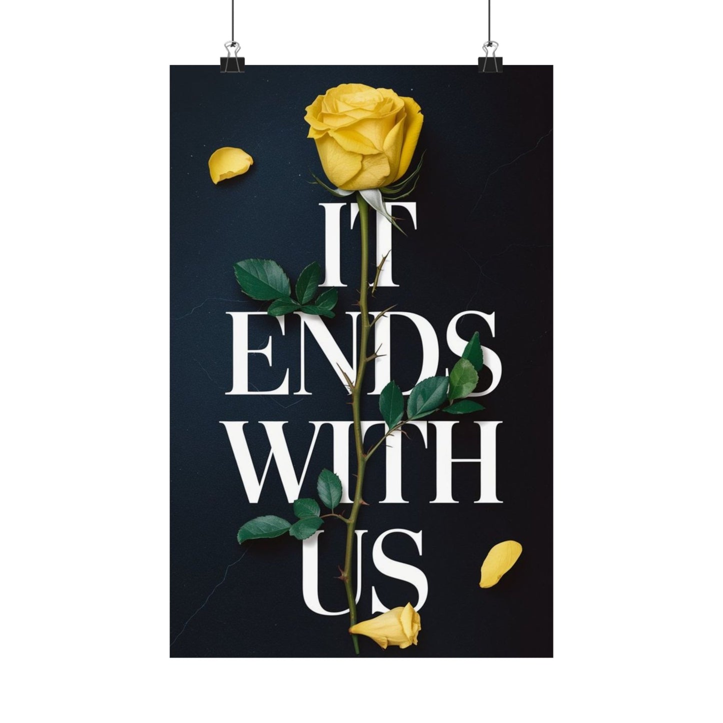 It Ends With Us Book Cover Poster - Yellow Rose & Thorns Illustration - Colleen Hoover Art Print - Gift for Readers