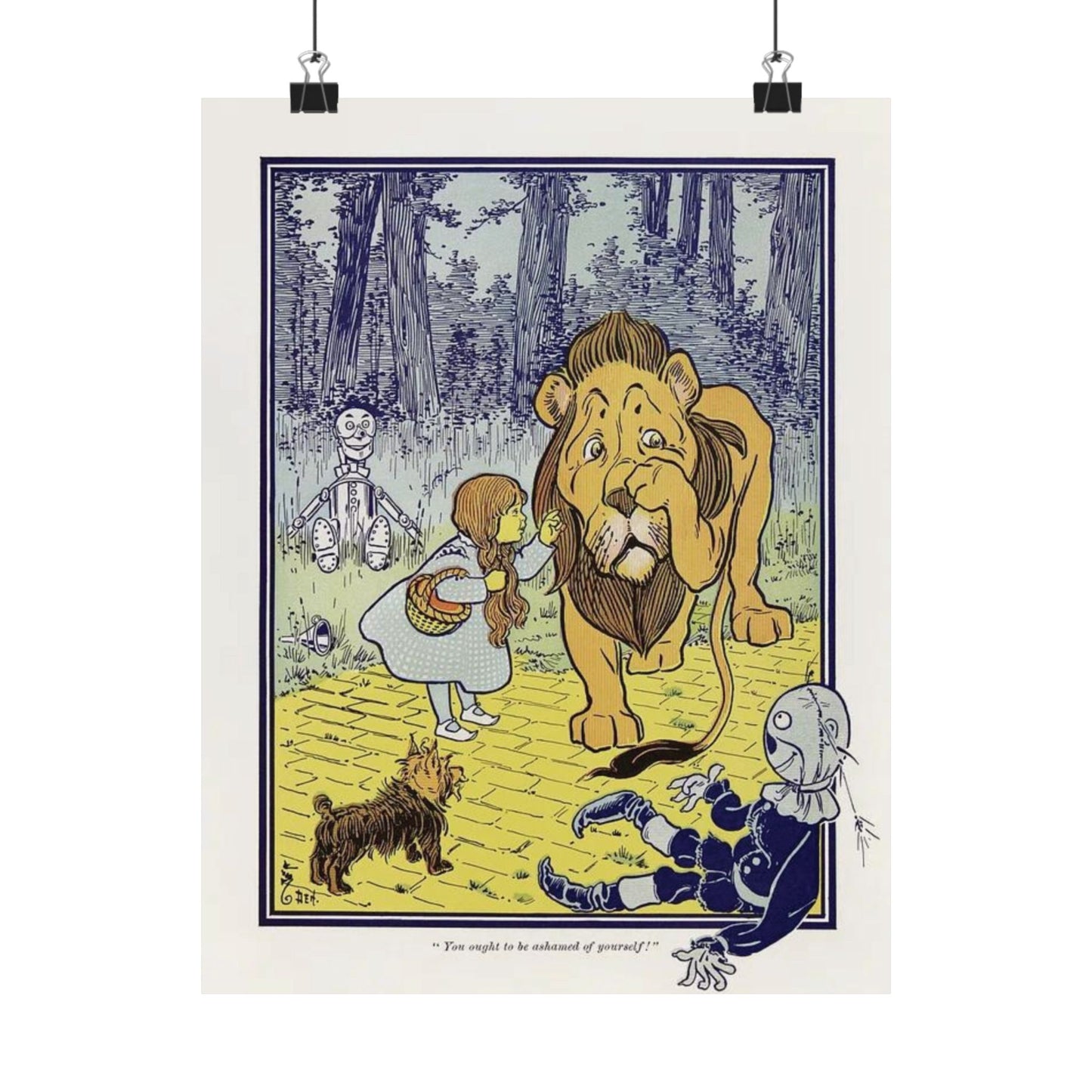 Vintage Dorothy Meets Cowardly Lion Wizard of Oz Print - 1900 L. Frank Baum Classic - William Denslow Illustration Poster