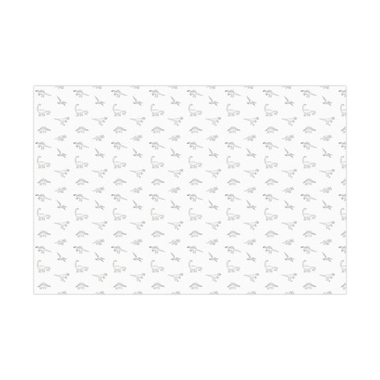 Dinosaur Themed Gift Wrap - Minimalist White Design - Versatile Wrapping Paper for Birthdays, Newborns and More
