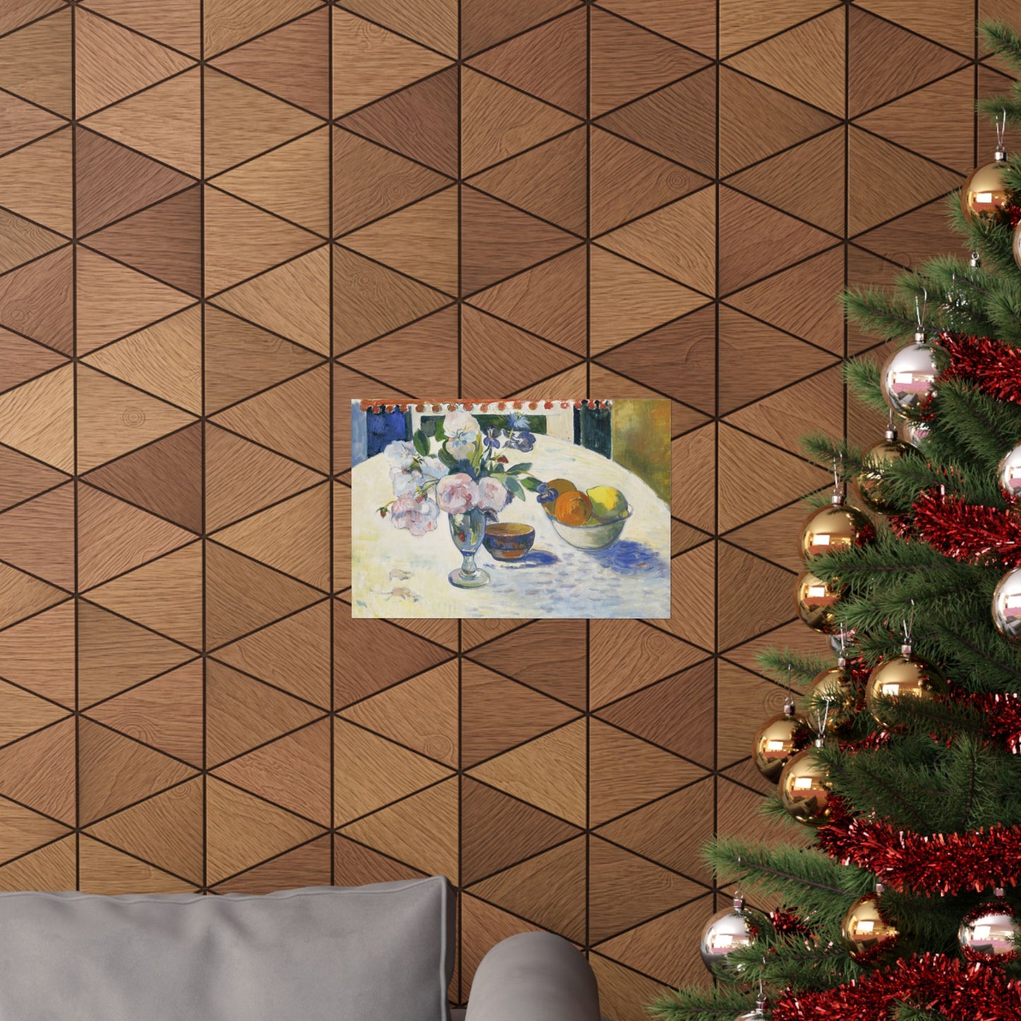 Paul Gauguin Flowers and a Bowl of Fruit on a Table Print, Vintage Still Life Wall Art Gift