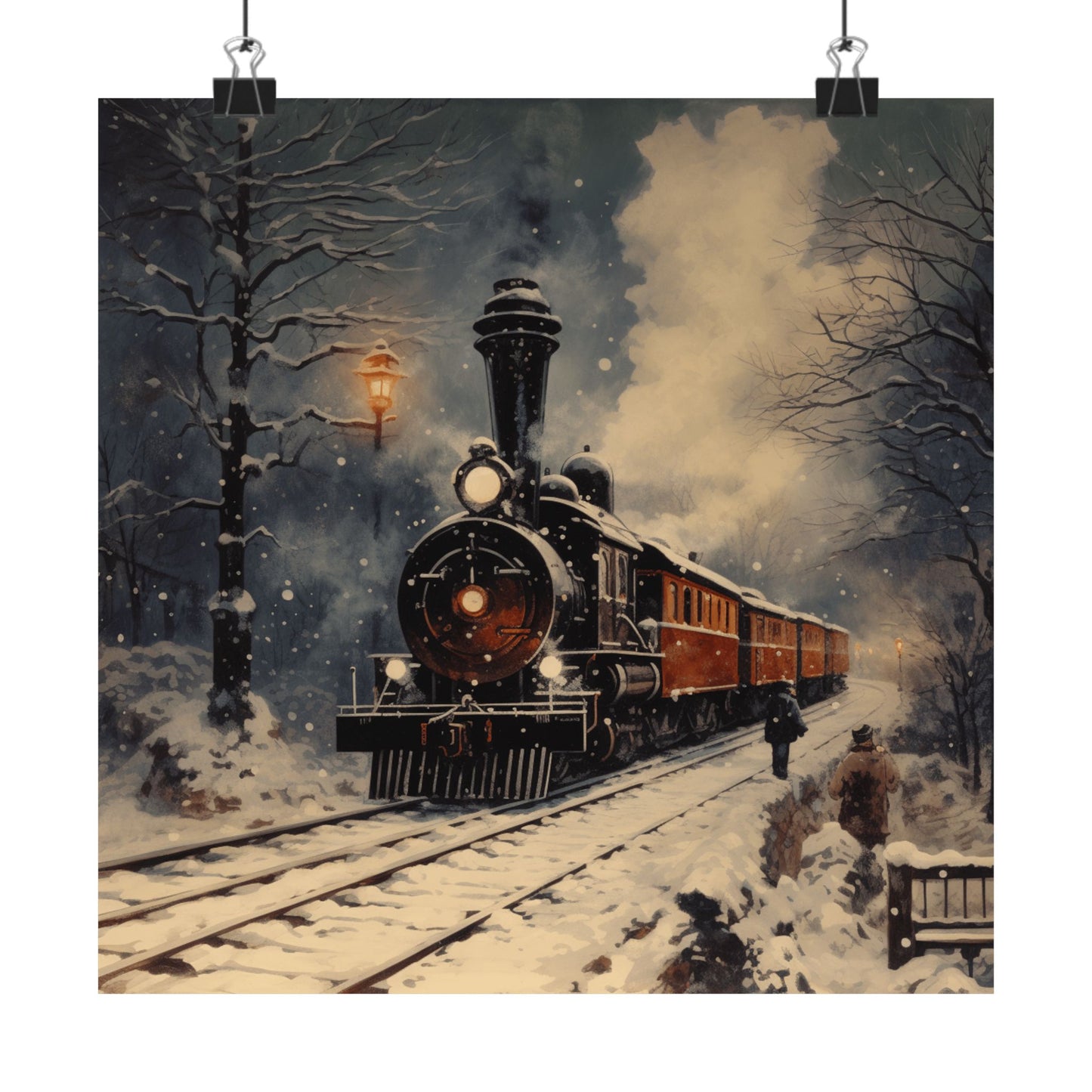 Winter Train Art Print, Polar Express Aesthetic, Inspired by Russian Literature, Romantic Snowy Night Scene, Perfect Christmas Gift