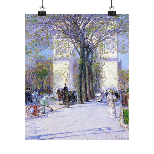 Washington Arch, Spring by Childe Hassam, Impressionist Cityscape Art Print, Classic American Artwork Poster, Great Gift to Loved Ones