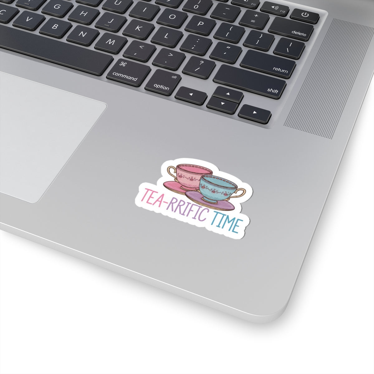 Tea Cups Kiss Cut Stickers, Tea-rrific Time Vinyl Sticker, Cute Pretty Tea Cups Decal, Pink Purple Blue Colors, Tea Lover Gift, Laptop