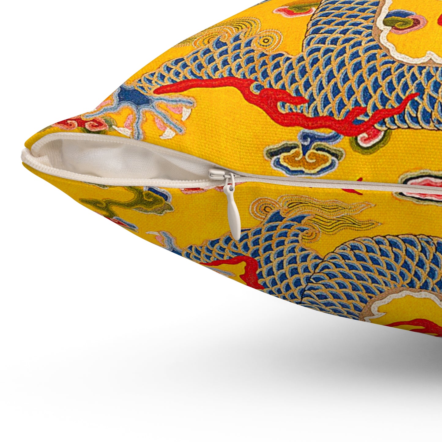 Chinese Dragon Square Pillow, Stylish Yellow Decorative Cushion, Asian Design, Perfect Housewarming Gift